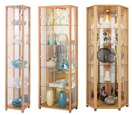 Home Beech Glass Display Cabinets: Single, Double or Corner