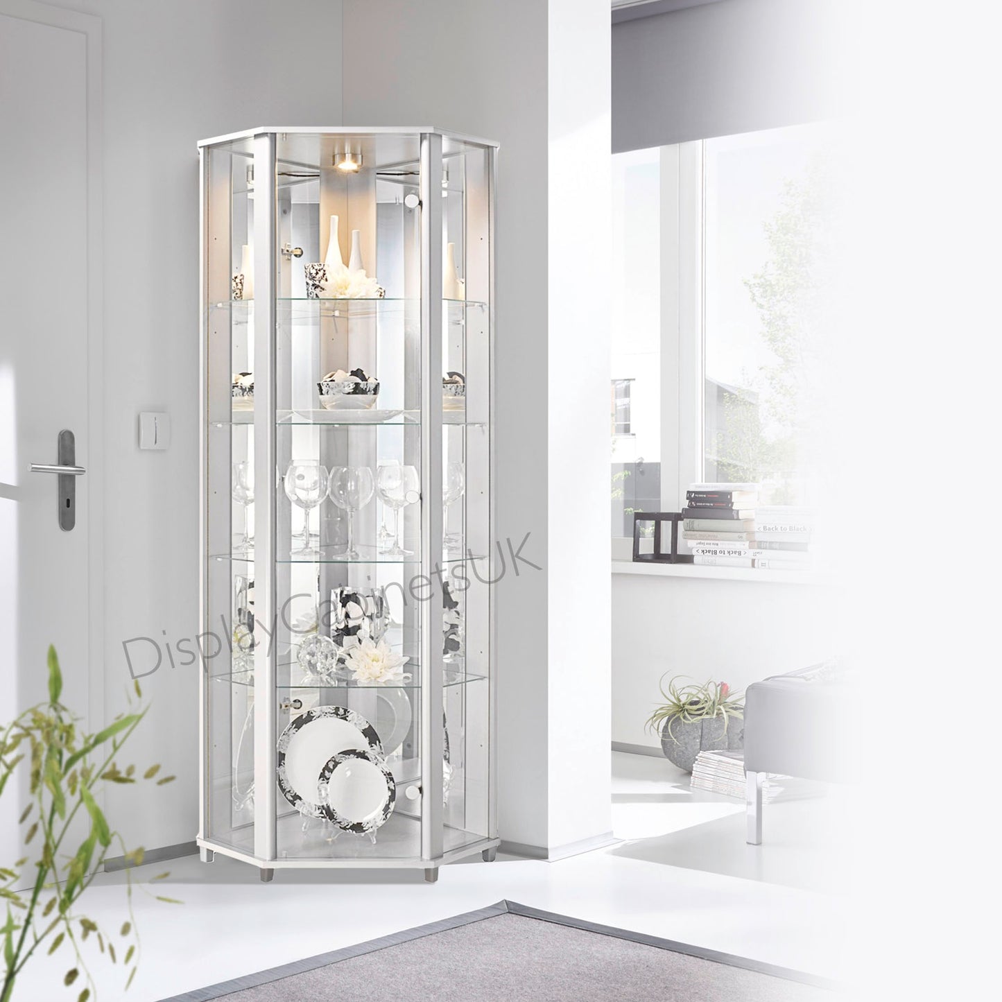 White Corner Glass Display Cabinet