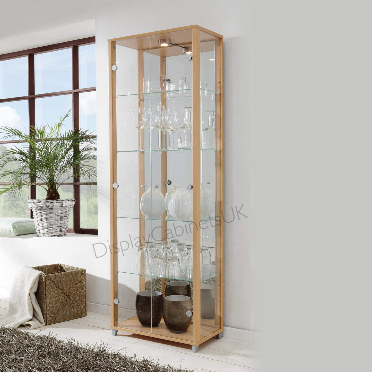 Home Beech Glass Display Cabinets: Single, Double or Corner