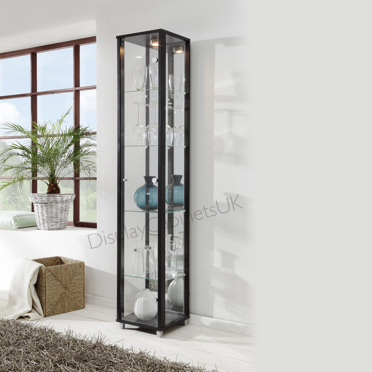 Single Black Glass Display Cabinet