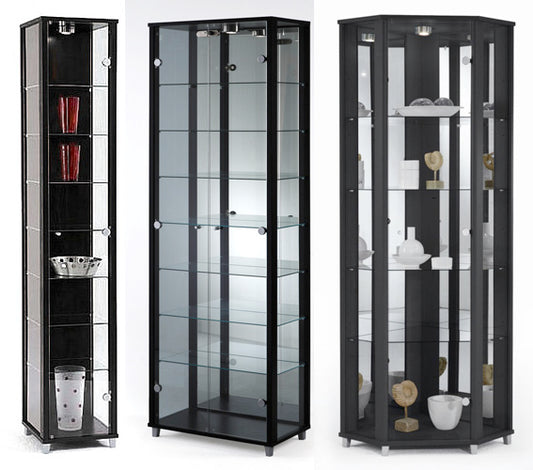 Lockable Black Glass Display Cabinets