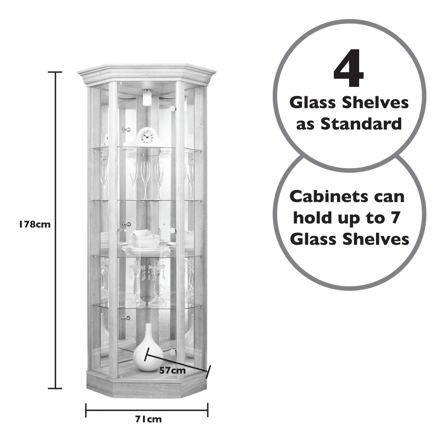 Corner Glass Display Cabinet Sizes