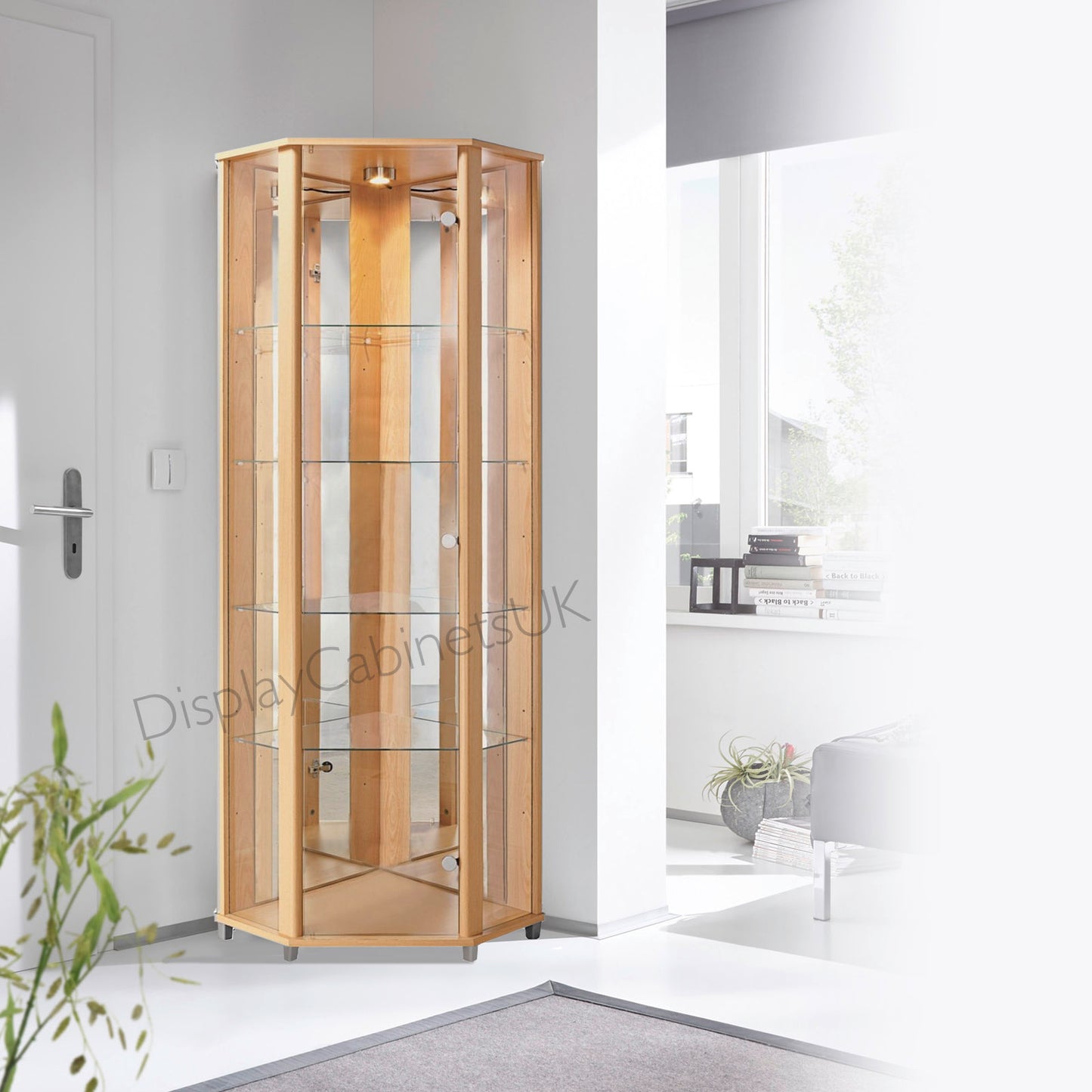 Home Beech Glass Display Cabinets: Single, Double or Corner
