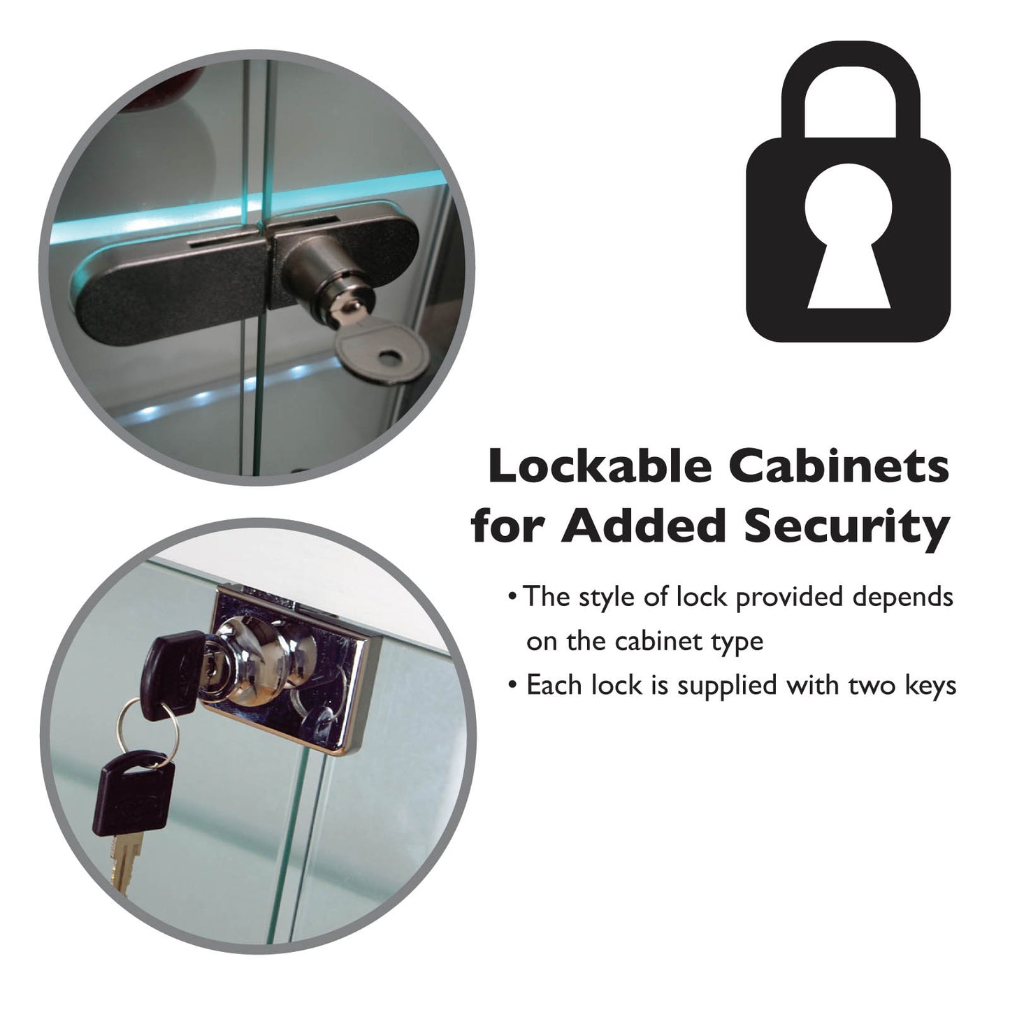 Lockable Black Glass Display Cabinets