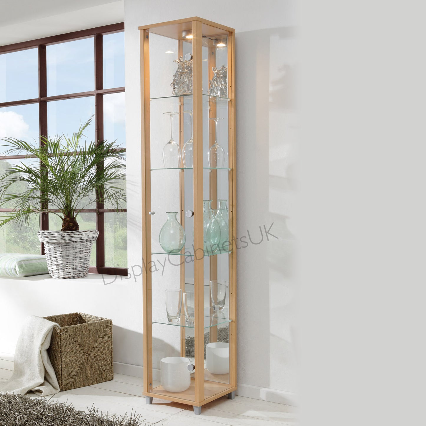 Home Beech Glass Display Cabinets: Single, Double or Corner