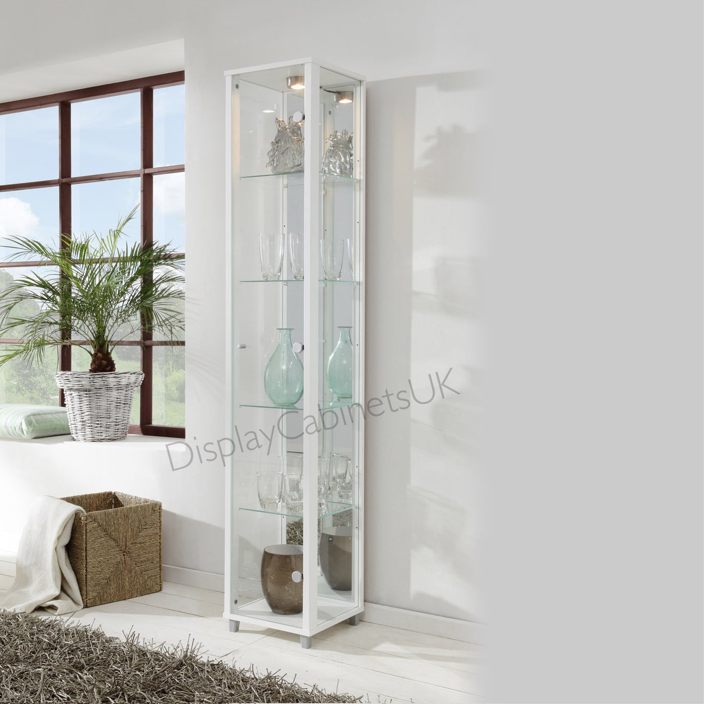 White Single Glass Display Cabinet