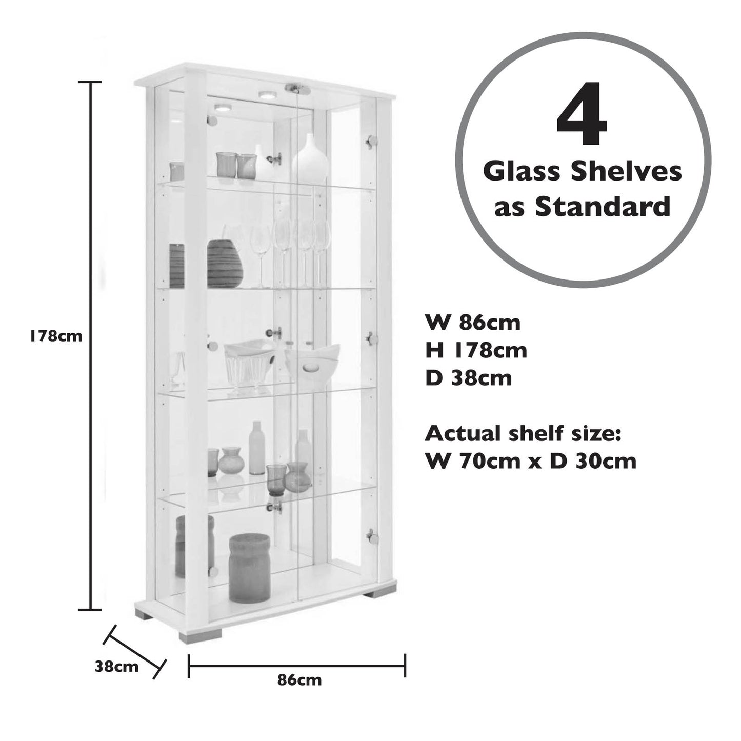 Extra Wide Double Glass Display Cabinet Dimensions