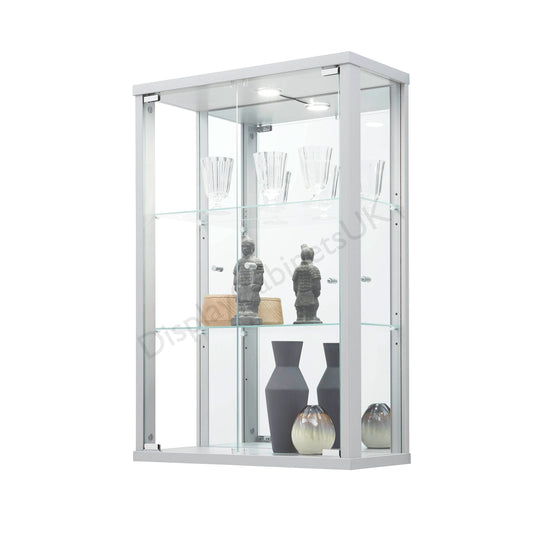 Silver Wall Hanging Glass Display Cabinet